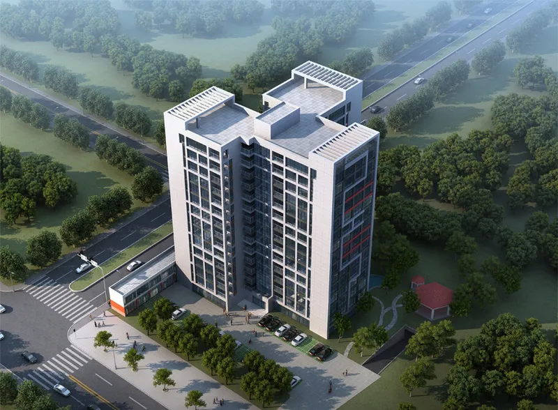Render do edificio comercial e residencial Chiquitania