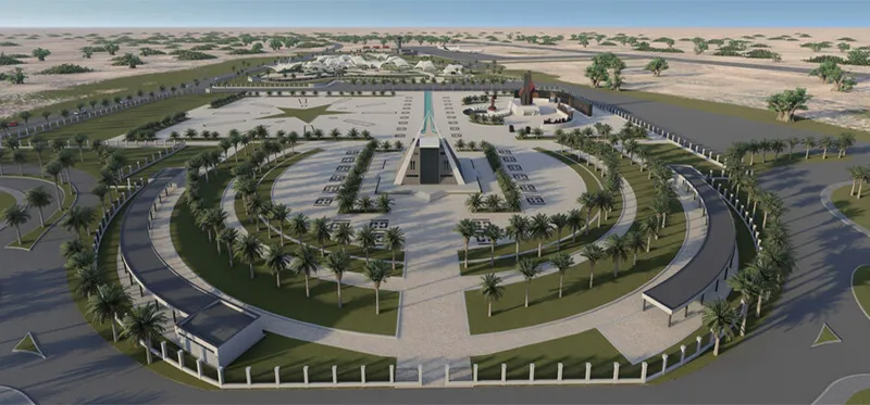 Vista aerea do Memorial Kuito Kwanangola